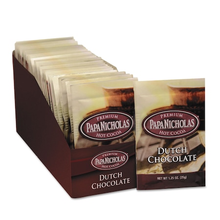 Papanicholas Coffee Dutch Chocolate Cocoa, PK24, Dutch Chocolate, Packet, Regular, Hot Cocoa, 1.25 oz, 24 PK 79224